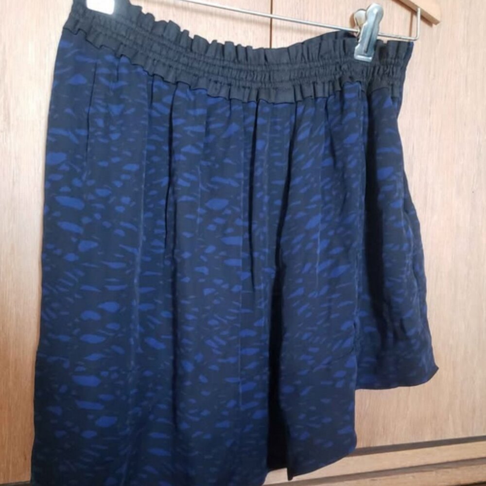 Isabel Marant silk black & navy print mini skirt, Size 4